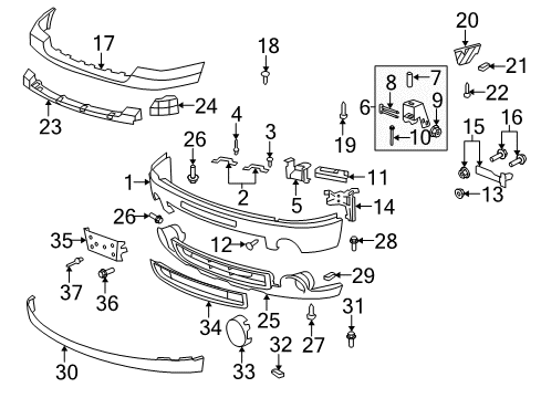 2010 GMC Sierra 1500 Brace Assembly, Front Bumper Imp Bar Diagram for 22861859