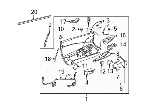 2010 Chevy Corvette Pocket, Front Side Door Map *Light Ttnum Diagram for 15239364