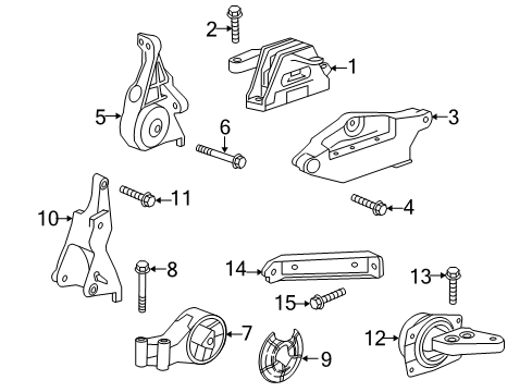 2016 Chevy Impala Engine & Trans Mounting Diagram 1 - Thumbnail