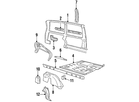 1993 Chevy Lumina APV Wheelhouse Assembly, Rear Inner Panel & Shock Tower Lh Diagram for 12396107