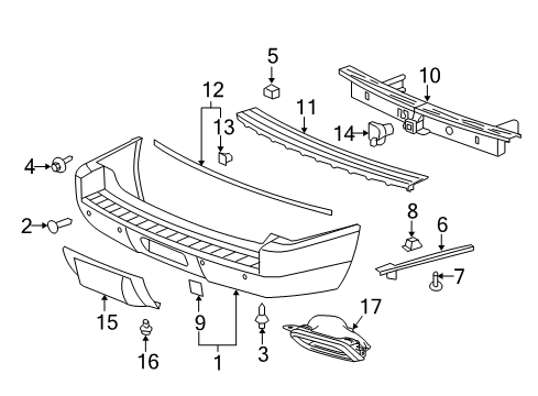 2010 GMC Yukon XL 1500 Rear Bumper Diagram 1 - Thumbnail