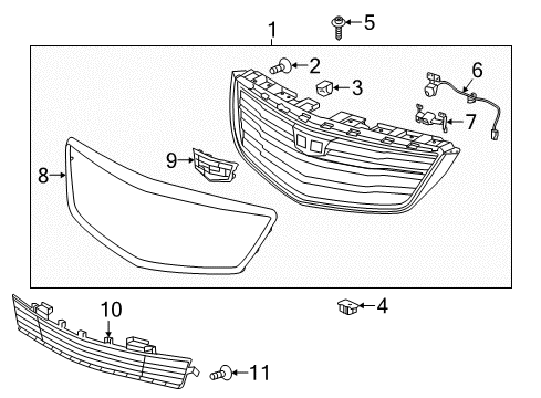 2018 Cadillac XTS Grille & Components Diagram