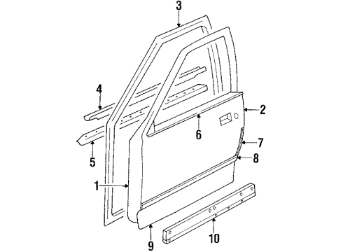 1992 Oldsmobile Cutlass Cruiser Front Door & Components, Exterior Trim, Body Diagram