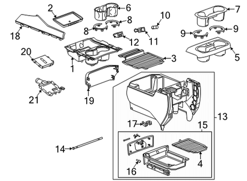 2023 GMC Yukon Plate Assembly, F/Flr Cnsl Cup Hldr Tr *Black Diagram for 84921581