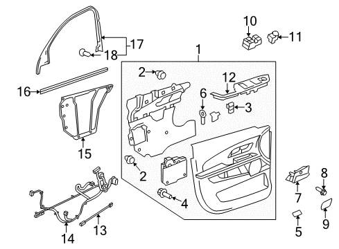 2015 GMC Terrain Interior Trim - Front Door Diagram