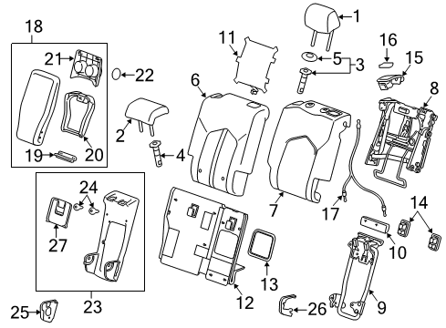 2016 Cadillac SRX Bezel, Rear Seat Back Cushion Latch Release Handle *Jet Black Diagram for 20887284