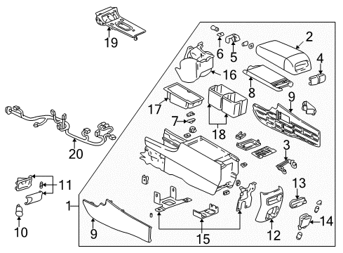 1999 Cadillac Seville Console Unit,Front Floor (W/Latch) *Shale/Wheat Diagram for 12480979