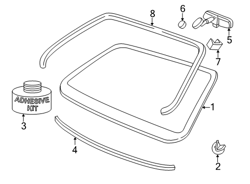 2001 Pontiac Bonneville Windshield Glass, Reveal Moldings Diagram