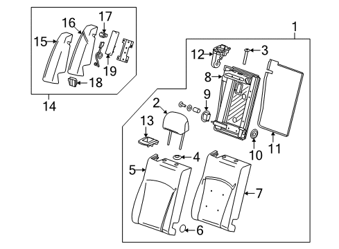 2010 Buick LaCrosse Cover Assembly, Rear Seat Back Cushion Latch Striker *Jet Black Diagram for 20824273