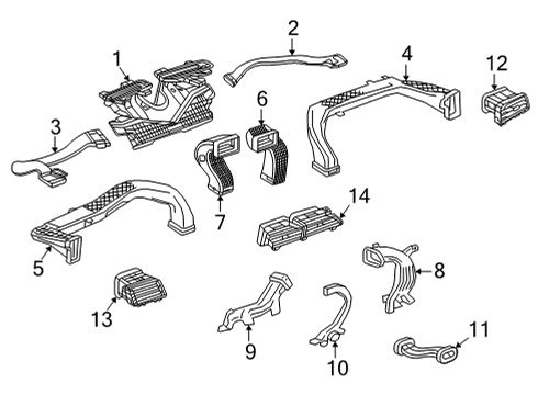 2023 GMC Yukon Outlet Assembly, I/P Ctr Air (Rh Proc) *Jet Black Diagram for 85158291