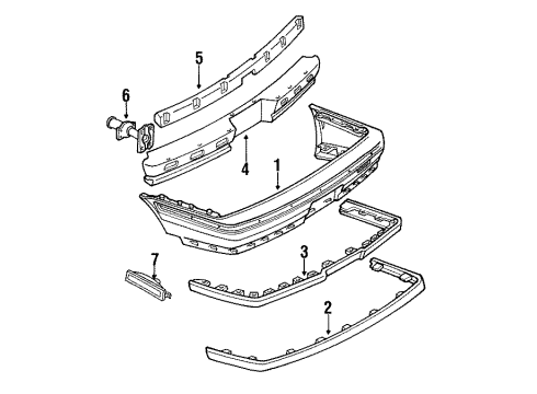 1991 Chevy Beretta Molding Assembly, Rear Bumper Fascia *Red Bright Diagram for 10173555