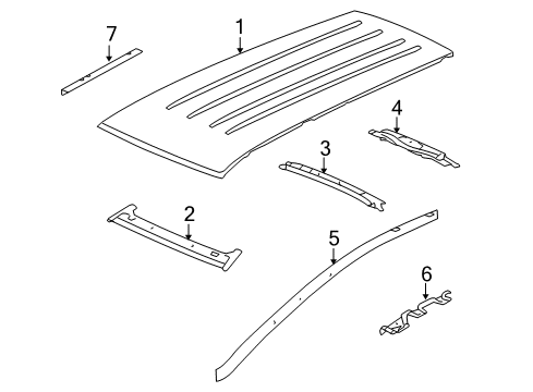 2009 Cadillac SRX Reinforcement Assembly,Roof Side Rail Rear, Left Diagram for 88956335