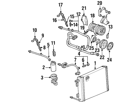 1996 Pontiac Firebird A/C Condenser, Compressor & Lines Diagram 1 - Thumbnail