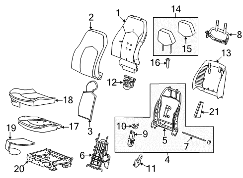 2013 Cadillac CTS Driver Seat Components Diagram 4 - Thumbnail