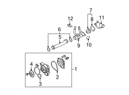 2008 Saturn Aura Cooling System, Radiator, Water Pump, Cooling Fan Diagram 1 - Thumbnail