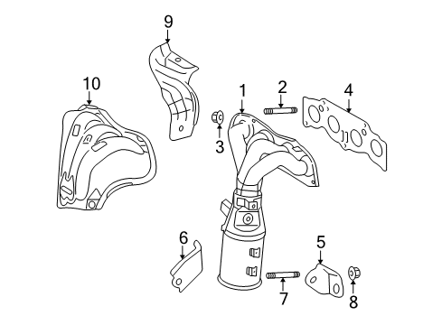 2010 Pontiac Vibe Gasket,Exhaust Manifold Diagram for 19185422