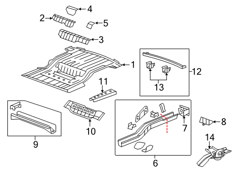 2017 GMC Acadia Limited Rear Body - Floor & Rails Diagram