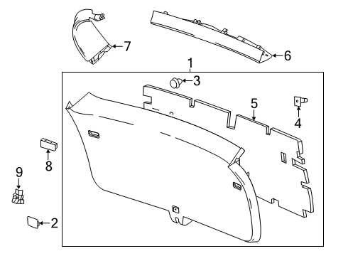 2024 Cadillac XT6 Cover, L/Gate Lwr Tr Fin Pnl Acc Hole *Dark Titaniu Diagram for 84621698