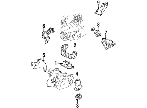 1998 Chevy Lumina Engine & Trans Mounting Diagram 1 - Thumbnail