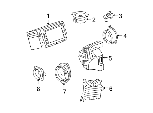 2013 GMC Acadia Radio Assembly, Receiver & Control & Nav Eccn=7A99*Block Grbn Mount Diagram for 23130134