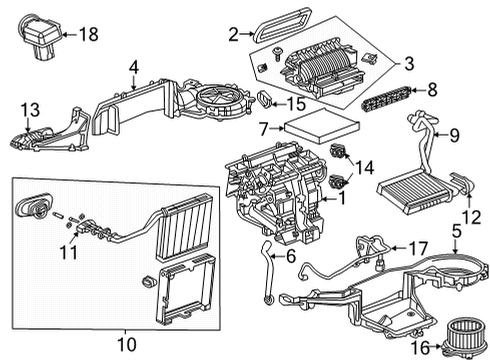 2020 Cadillac CT5 A/C Evaporator & Heater Components Diagram