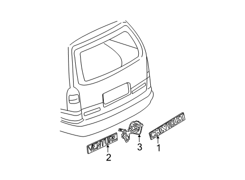 2001 Chevy Venture Plate Assembly, Lift Gate Name *Chrome Diagram for 10237582