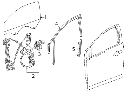 2019 Chevy Volt Front Door - Glass & Hardware Diagram