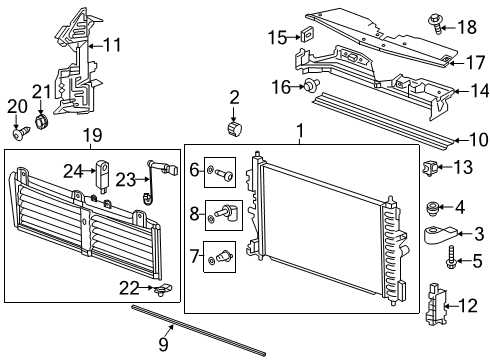 2017 Chevy Cruze Shutter Assembly, Front Bumper Diagram for 84095663