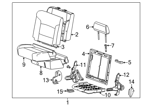 2016 GMC Sierra 1500 Rear Seat Components Diagram 4 - Thumbnail