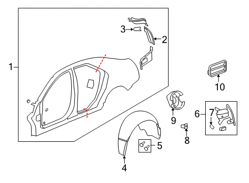 2013 Cadillac CTS Quarter Panel & Components, Exterior Trim, Body Diagram 2 - Thumbnail