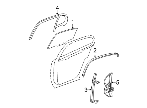 2005 Pontiac Grand Prix Window Assembly, Rear Side Door Diagram for 10437456