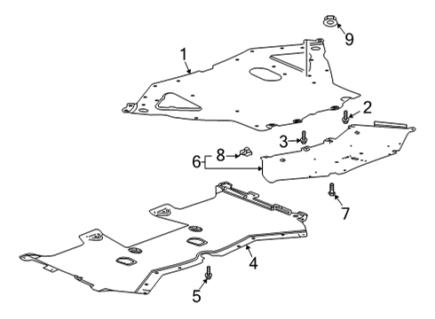 2023 Chevy Corvette Splash Shields Diagram 2 - Thumbnail