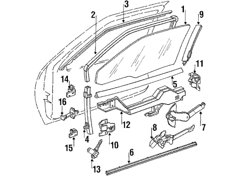 1988 Oldsmobile Cutlass Supreme Hdl Assembly, Front Door Outside (Low Gloss) *Black Diagram for 16605593