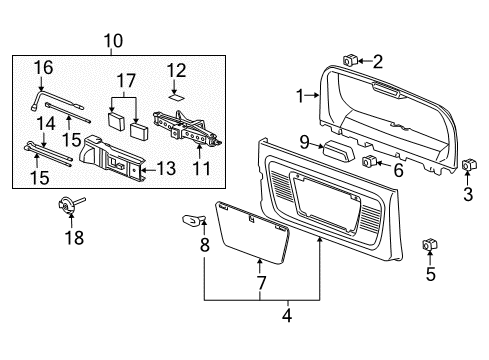 2006 Hummer H3 Interior Trim - Back Door Diagram