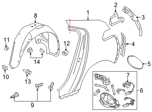 2013 Chevy Volt Quarter Panel & Components Diagram