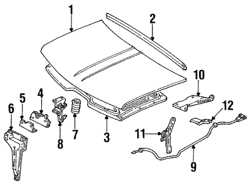 1997 Chevy K1500 Suburban Hood & Components, Body Diagram