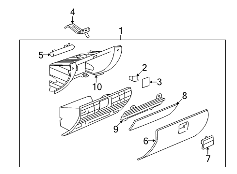 2009 Saturn Vue Compartment Assembly, Instrument Panel *Ebony (Partial Flocking) Diagram for 25924515