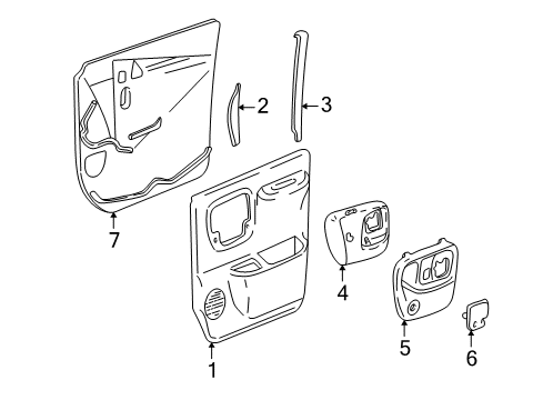 2002 Chevy Express 3500 Panel Asm,Front Side Door Trim *Pewter Diagram for 19244636