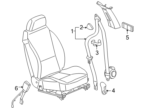 2008 Pontiac G6 Guide,Driver Seat Shoulder Belt Head Restraint Neutral Diagram for 15250286