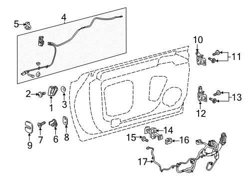 2015 Cadillac ELR Cover, Front Side Door Latch Striker *Cashmere Diagram for 23484572