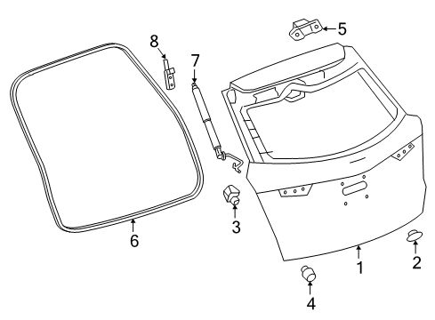 2021 Cadillac XT5 Hinge Assembly, Lift Gate (Rh) Diagram for 23350972