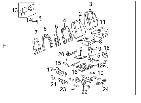 2008 GMC Sierra 2500 HD Front Seat Components Diagram 8 - Thumbnail