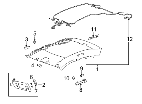 2008 Cadillac CTS Lens, Sunshade Illuminate Mirror Lamp *Light Cashmere Diagram for 25827783