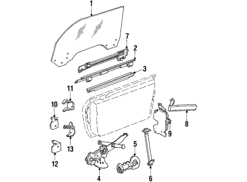 1988 Pontiac Fiero Front Side Door Lock Assembly Diagram for 16608173