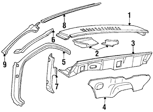 1986 Chevy Chevette Weatherstrip,Rear Compartment Lid Gutter Diagram for 20471801