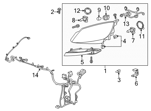 2014 Buick Verano Headlight Assembly Diagram for 23216004