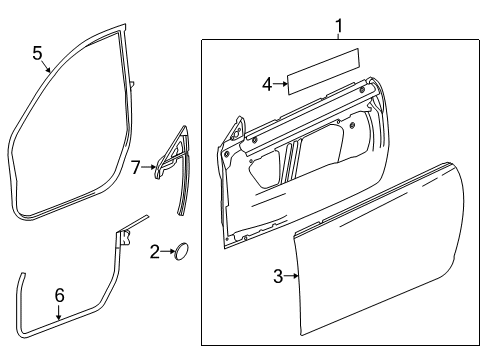 2022 Chevy Camaro Weatherstrip Assembly, Front Side Door (Body Side) Diagram for 84156126