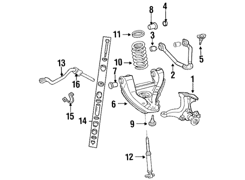 1989 Chevy C3500 Front Suspension, Control Arm Diagram 3 - Thumbnail