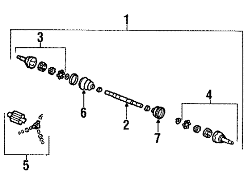 1992 Pontiac LeMans Front Axle Shaft (Lh)(N00&M79) Diagram for 7849892