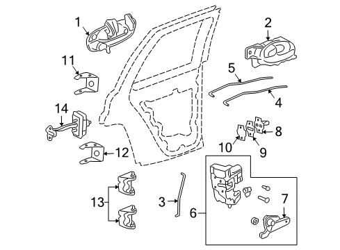 2006 Buick Rainier Rear Door - Lock & Hardware Diagram